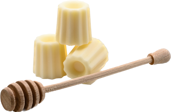 Fondants parfumés au Miel. Coulées à la main avec de la cire végétale de soja. Parfum de Grasse