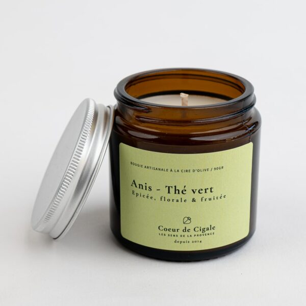 Bougie parfumée Anis et thé vert - cire d'olive
