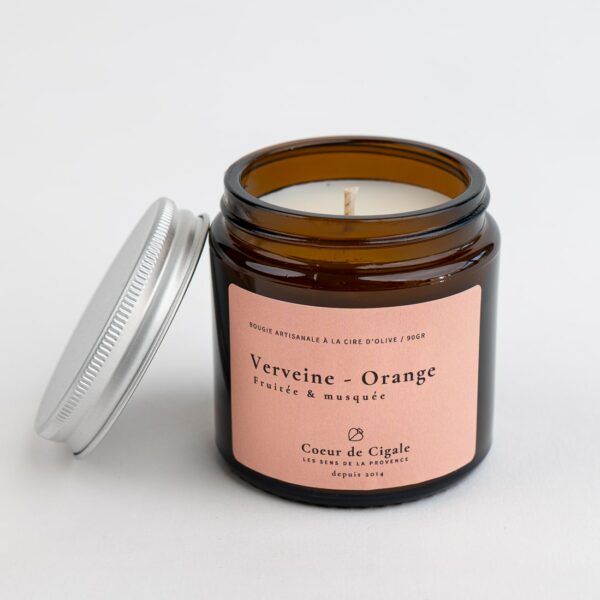 Bougie parfumée Verveine et Orange Sanguine - cire d'olive