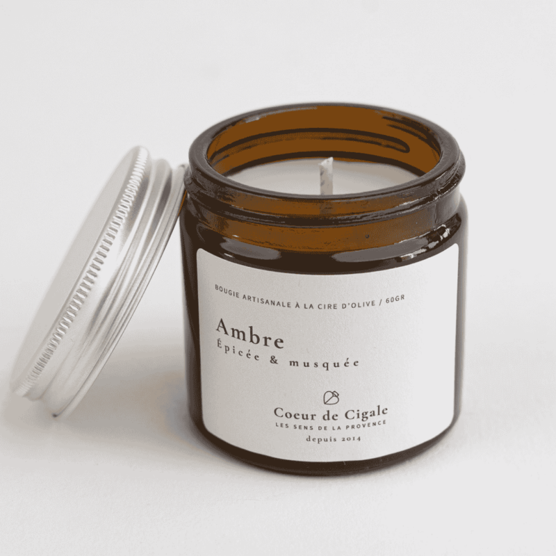Bougie parfumée Ambre coulée à la main en Provence