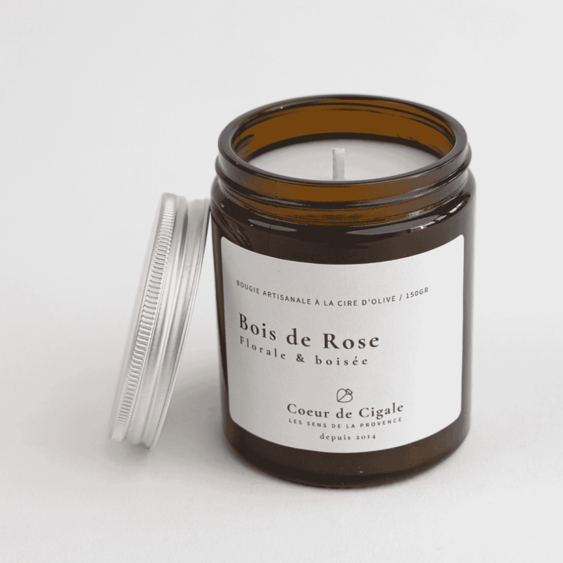 Bougie artisanale bois de rose