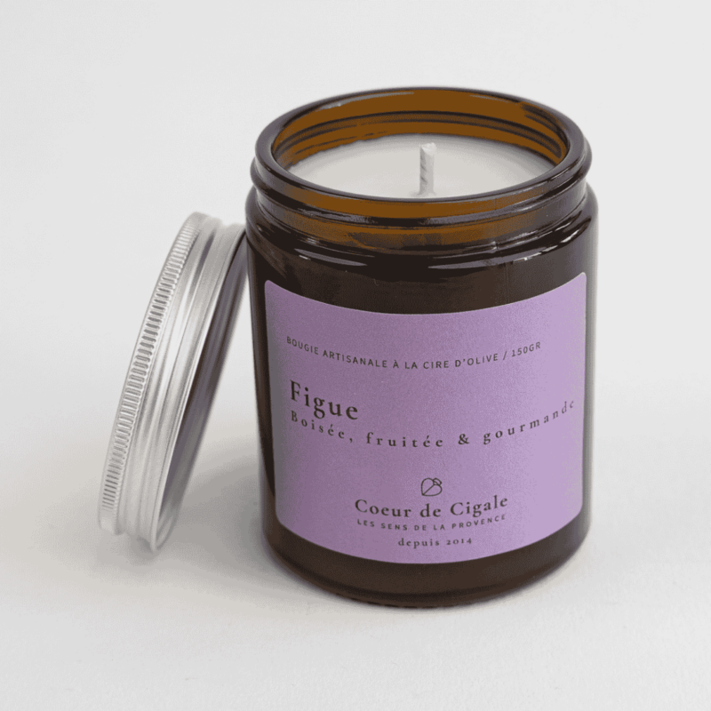 Bougie parfumée figue, coulée à la main en Provence