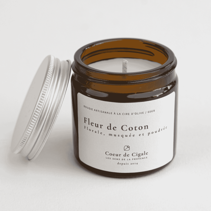 Bougie parfumée Fleur de coton coulée à la main en Provence