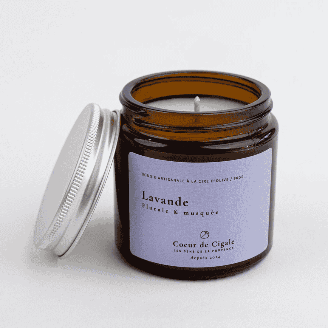 Bougie artisanale parfum lavande, cire d'olive