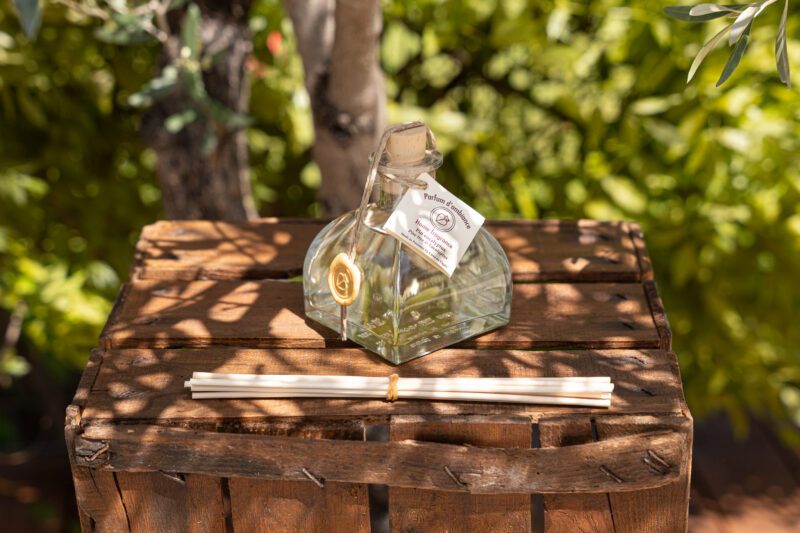 Parfum d'ambiance à bâtonnets pin eucalyptus. Fabrication artisanale et provençale