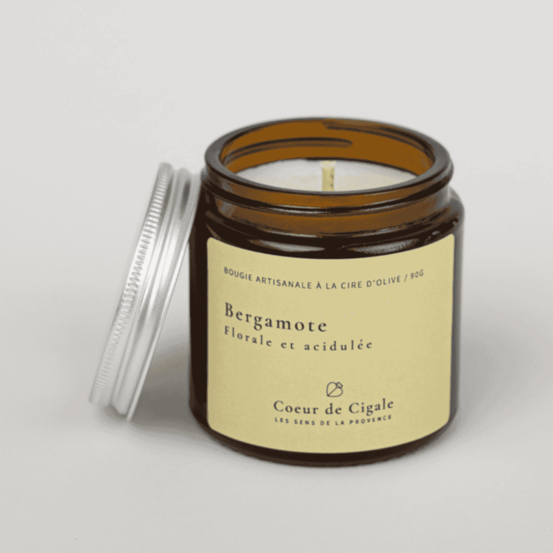 Bougie parfumée Bergamote, coulée à la main en Provence