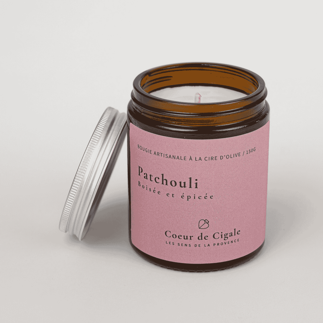 Bougie 150 gr patchouli. Bougie végétale parfumée.