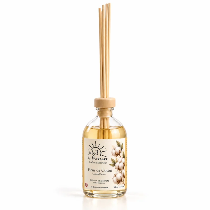 Parfum d'intérieur Soleil de Provence - diffusion à bâtonnets - Fleur de Coton
