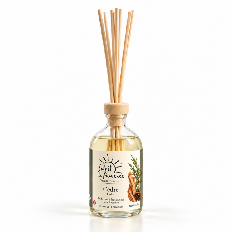 Parfum d'intérieur Soleil de Provence - diffusion à bâtonnets - Cèdre oriental