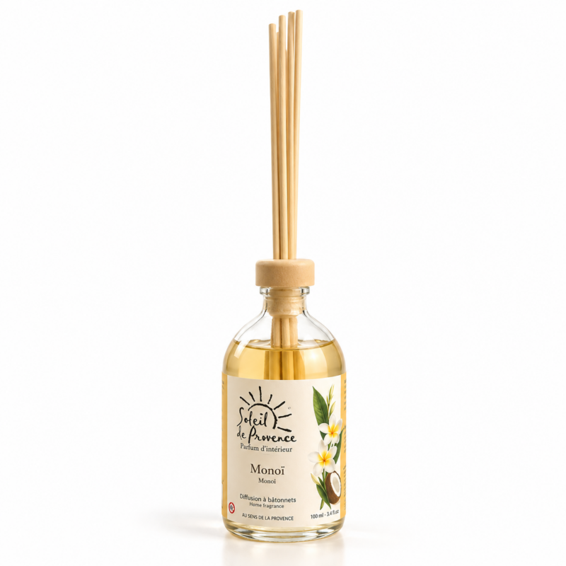 Parfum d'intérieur Soleil de Provence - diffusion à bâtonnets - Monoï